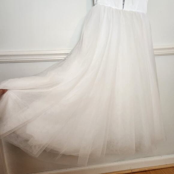 New Fame & Partners Venice Dress Sz 4 Women Tulle White Midi Balletcore Princess - Picture 4 of 11